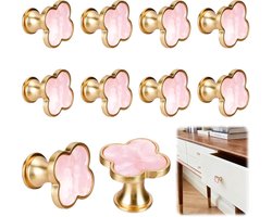 Set van 10 Roze Klaver Knoppen voor Meubels met Schroeven - Decoratieve Handgrepen voor Kast en Lade