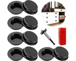 Set van 10 RVS Inlaatgrepen 35 mm voor Kasten, Lade, Dressoir en Schoenenkast met Booraccessoire