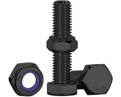 Set van 10 RVS M8 Bouten en Moeren, 35 mm, Zelfsluitende Moeren voor Meubel, 3D Printen en Schepen