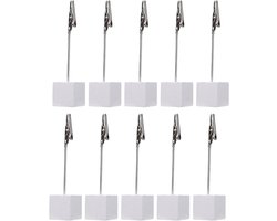 Set van 10 tafelnummerhouders met houten sokkel voor tafeldecoratie