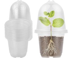 Set van 10 transparante plantenpotten met vochtkoepels voor kweken van orchideeën en vetplanten