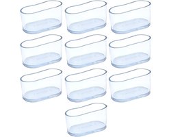 Set van 10 Transparante Rubber Ovalen Stoelpootbeschermers, Antikras Kappen voor Meubels, Vloerbescherming voor Tafel en Stoelen (16x34mm)