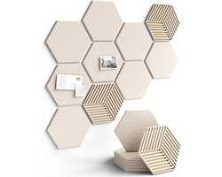 Set Van 10 Vilten Borden, Zeshoekig Kurken Prikbord, Geschikt Voor Wandmontage.