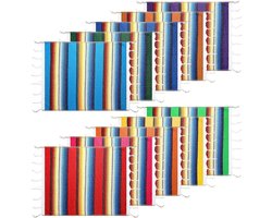 Set van 10 Wasbare Tafelkleden - Mexicaanse Tafelmatten 18,1 x 12,6 Inch voor Feestjes en Bruiloften, Perfect voor Tafelversiering en Eten