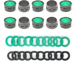 Set van 10 waterbesparende perlators voor kranen, inclusief 20 rubber ringen en accessoires voor badkamer en keuken