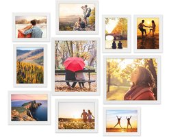 Set van 10 witte foto's lijst in verschillende maten voor collage