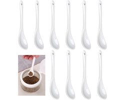 Set van 10 Witte Keramische Lepels, Ideaal voor Ontbijt, Dessert en Koffie, Perfect voor Restaurants en Cafés, 12×2.8cm Porselein Lepels
