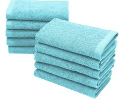 set van 10 zeepdoeken, katoen, 30x30 cm, azuurblauw, 420 g/sqm