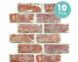 Set van 10 zelfklevende 3D wandpanelen – decoratieve kunststof muurstickers met steenlook (30×30 cm)
