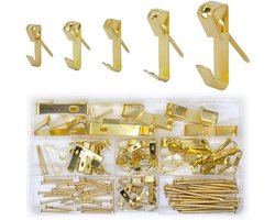Set van 100 fotohangers met spijkers - Fotohaakset voor het ophangen van foto's, spiegels en decoratie - Geschikt voor 10-100 lb