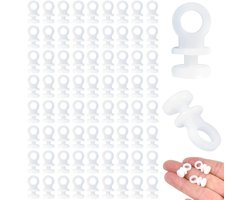 Set van 100 Gordijnglijders 17 x 9 mm Witte Plastic Gordijnhaken Voor Universele Rail en Ringen, Ideaal voor Gordijnroedes en Railaccessoires