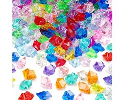 Set van 100 iriserende kunstmatige ijsblokjes, 28 x 18 mm acryl crushed ice stenen, decoratieve kristallen voor vazen, bruiloften en feestjes