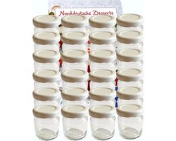 Set van 100 Mini Potten 53 ml Dekselkleur Wit Tot 43 - met Schroefdeksel Ronde Potten Honing Kaviaar Jam Potten Fruit Potten Honing Potten Bewaarpotten Portie Potten