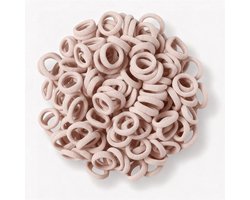 Set van 100 Mini Rubber Bands voor Kinderen en Peuters - Zachte Elastische Haarbanden voor Dun Haar - Beige Haaraccessoires voor Meisjes en Jongens