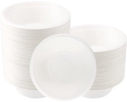 Set van 100 Wegwerpbare Witte Papieren Soepkommen 350ml - Witte Papieren Kommen - Suikerrietkommen voor Feesten - Barbecues - Picknicks - Heet en Koud Eten