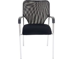 Set van 12 bezoekersstoelen Tulsa, stapelbare conferentiestoel, stof/textiel ~ zitting zwart, rugleuning zwart