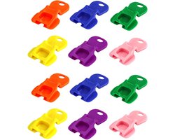 Set van 12 Blikkenopeners met Stofhoes, Kleurrijke Plastic Drinkblik Beschermers in Groen, Blauw, Oranje, Roze, Paars en Geel voor Feestjes en Barbecues