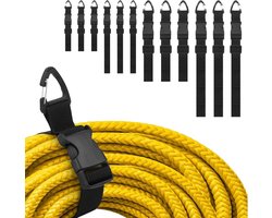 Set van 12 Duurzame Opslagbanden, 4 Maten, Bungee Straps en Verlengkabel, Organizer voor Garage en Tuinaccessoires, Verstelbare Houder voor Hoses en Kabels