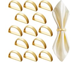 Set van 12 elegante halfronde servetringen goud metaal - tafeldecoratie voor bruiloft en diner