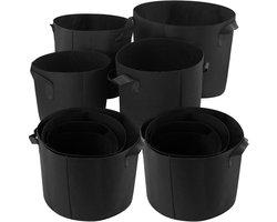 Set van 12 Fleece Planttassen in Diverse Maten voor Groenten, Aardappelen en Kruiden - 37L, 27L, 20L, 11L Tuin Potten voor Effectieve Plantenverzorging
