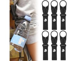 Set van 12 flessenhouders voor aan de riem, zwarte nylon flessenhouderclips, flessenhouder voor aan de tas, karabijnhaak flessenhouder set, waterfleshouder gespen, waterfleshaak voor buiten