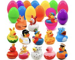 Set van 12 Gevulde Paaseieren met Rubber Eendjes – Herbruikbare Verrassingseieren