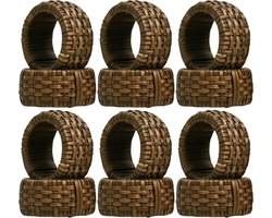 Set van 12 Geweven Servetringen - Handgemaakt Rotan Houders voor Tafeldecoratie