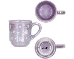 Set van 12 glühwein mokken BRILLANT paars met kerstdecoratie 0,2 liter gekalibreerd