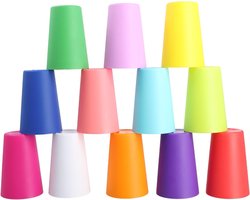 Set van 12 Herbruikbare Kleurrijke Plastic Bekers - 260 ml Waterglazen voor Kinderen, Feestjes, Kamperen en Barbecues