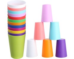 Set van 12 Herbruikbare Plastic Bekers, 260 ml, Kleurrijke Drinkbekers voor Kinderen, Perfect voor Feestjes, Kamperen en Barbecues, Stapelbaar en Duurzaam
