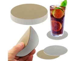 Set van 12 Hittebestendige Onderzetters voor Glazen - Dubbelzijdig Kunstleer - Antislip en Stijlvol in Grijs en Beige