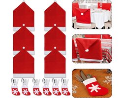 Set van 12 Kerstman Stoelhoezen en Bestekhouders - Feestelijke Tafeldecoratie