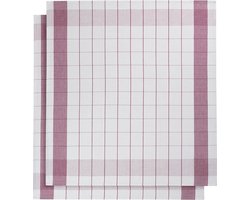 set van 12 keukenhanddoeken - De Witte Lietaer - katoen-linnen - wit/fuchsia