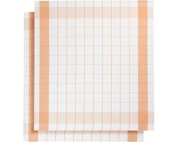 set van 12 keukenhanddoeken - De Witte Lietaer - wit/oranje - katoen/linnen