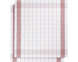 set van 12 keukenhanddoeken - De Witte Lietaer - wit/rood - katoen/linnen