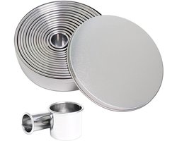 Set van 12 koekjesvormpjes van roestvrij staal - bakspullen - uitsteekvormpjes - Set bakvormpjes - Gereedschap voor het maken van koekjes - Roestvrij staal - Zilver