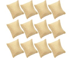 Set van 12 linnen armband- en horloge-presentatiekussentjes, sieradenpresentatiekussentjes, kleine armband-presentatiekussentjes