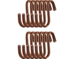 Set van 12 Luxe Cognac Leren S-Haken voor Kapstok en Ophangen