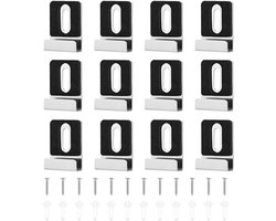 Set van 12 metalen spiegelclips met schroeven en rubberen pads voor stevige wandmontage van spiegels en wandtegels