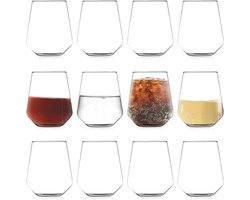 Set van 12 moderne waterglazen - vaatwasmachinebestendig - kristalglas - 400 ml