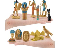 Set van 12 oude Egyptische sculpturen - kleurrijk en decoratief - hoogwaardige materialen