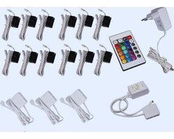 Set Van 12 RGB LED Clips Voor Glasplaatverlichting - Kleurrijke Kast- En Meubelverlichting Met Kleurverandering [Energieklasse A+]