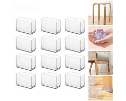 Set van 12 Rubberen Stoelpoot Caps - Transparante Beschermcovers voor Stoelen