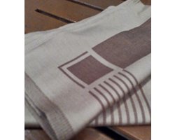 Set Van 12 Servetten, Lineair Taupe, 50x50cm, De Witte Lietaer