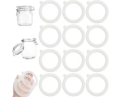 Set van 12 siliconen afdichtringen - Wit - Buitenmaat 95 mm, Binnenmaat 70 mm, Dikte 3.5 mm - Perfect voor keuken en badkamer toepassingen