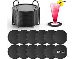 Set van 12 siliconen onderzetters - placemats - onderzetters - onderzetters voor glazen - antislipontwerp met standaard
