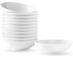 Set van 12 Snack Bowls - Dipping Bowls - Sauskommen - Dessertkommen - Bijgerechten en Fruit - 6.8 x 2 cm - Witte Sushi Kom - Sojasaus Kom