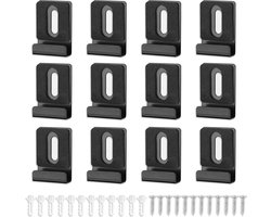 Set van 12 Spiegelhouders met Zwarte Hanger Clips, Inclusief Schroeven en Expansiebuis, RVS Klemmen voor Frameloze Spiegels met Rubber Pad voor Kastdeuren en Reclameborden