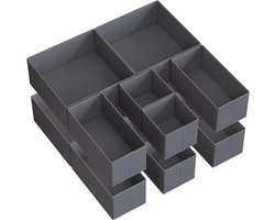 Set van 12 stoffen opbergdozen, vouwbare lade-organizers in leigrijs