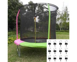 Set van 12 trampolineschroeven, M6 (6 mm) oogbouten, schroeven, trampolinebouten en moeren met zwarte afstandhouders, vervangende onderdelen met grote trampoline en kleine trampoline
